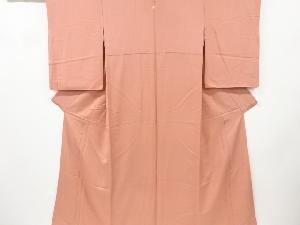 リサイクル　文字模様織り出し一つ紋色無地着物